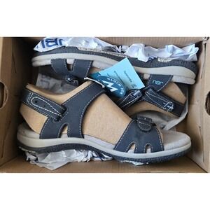 JBU Stephie Vegan Wide Width Navy Blue Sport Sandals B6STE73W Womens 7.5W